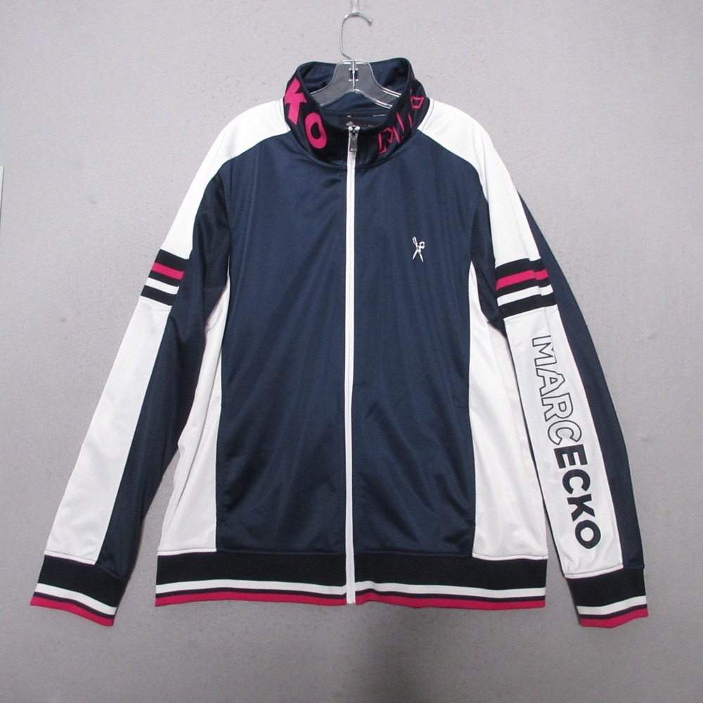 Marc Ecko Track Jacket Men 2X Cut & Sew Spell Out Y2K 90s Full Zip Skate Hip Hop